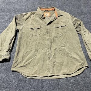 Grizzly Shirt Mens 2XL Olive Green Corduroy Snap Button Long Sleeve Western